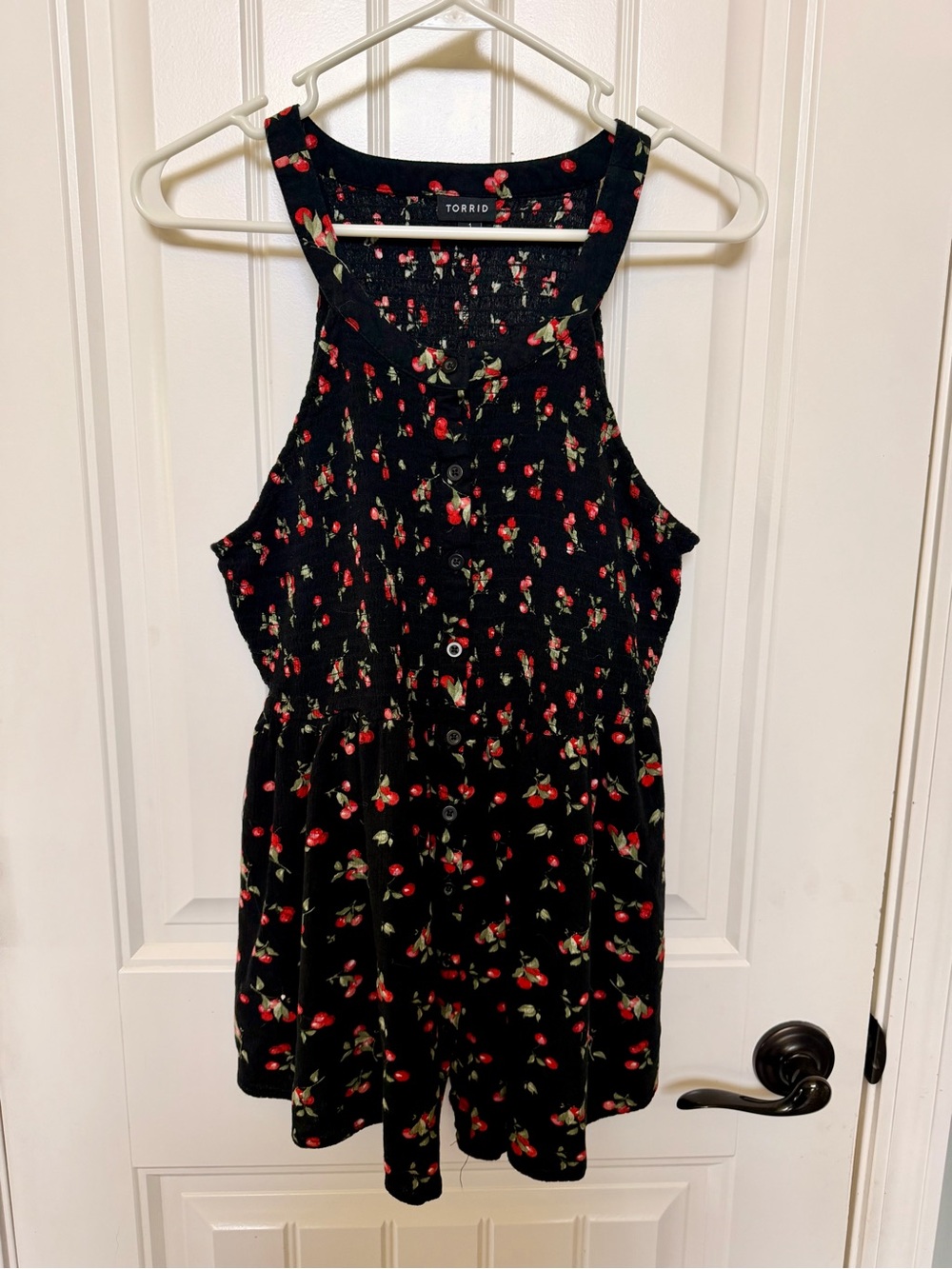 Torrid Black Cherry-Print Button-Front Halter